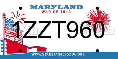1ZZT960 Maryland License Plate