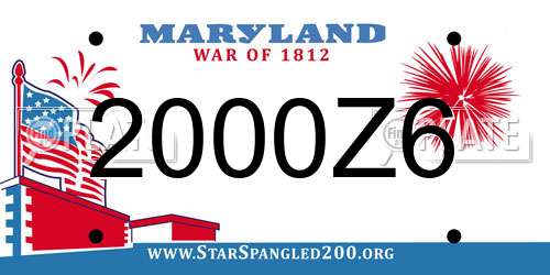 2000Z6 Maryland License Plate