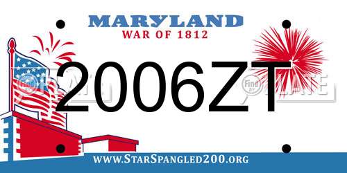 2006ZT Maryland License Plate