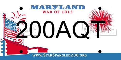 200AQT Maryland License Plate