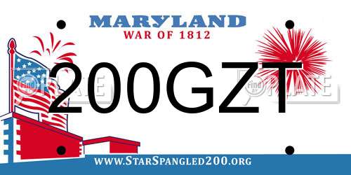 200GZT Maryland License Plate
