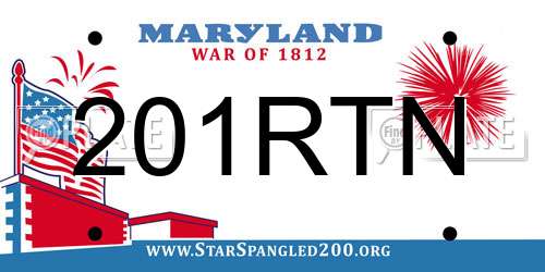 201RTN Maryland License Plate