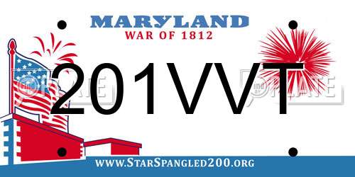 201VVT Maryland License Plate