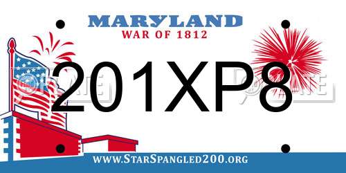 201XP8 Maryland License Plate