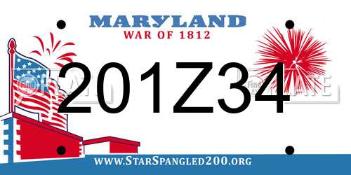 201Z34 Maryland License Plate