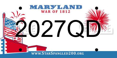 2027QD Maryland License Plate