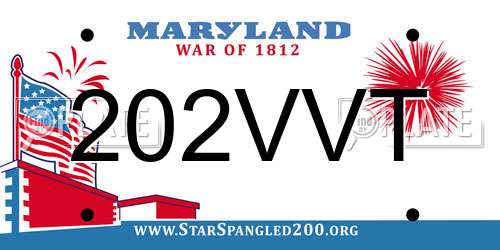 202VVT Maryland License Plate