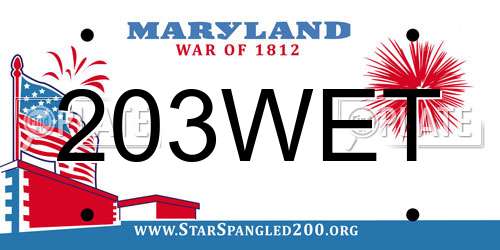 203WET Maryland License Plate