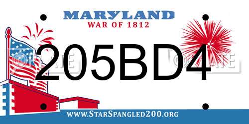 205BD4 Maryland License Plate