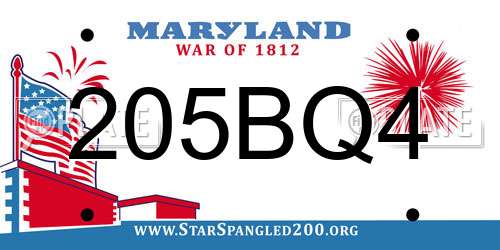 205BQ4 Maryland License Plate