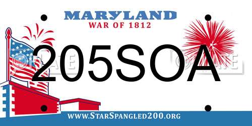 205SOA Maryland License Plate