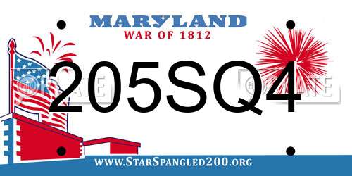 205SQ4 Maryland License Plate