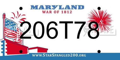 206T78 Maryland License Plate