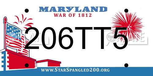 206TT5 Maryland License Plate