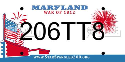 206TT8 Maryland License Plate