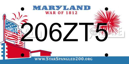 206ZT5 Maryland License Plate