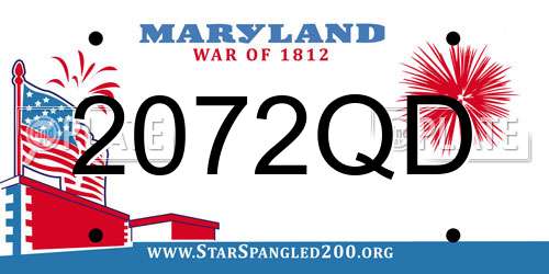 2072QD Maryland License Plate