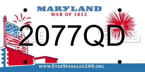 2077QD Maryland License Plate
