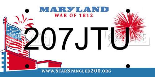 207JTU Maryland License Plate