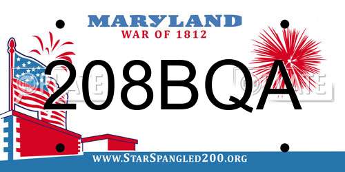 208BQA Maryland License Plate