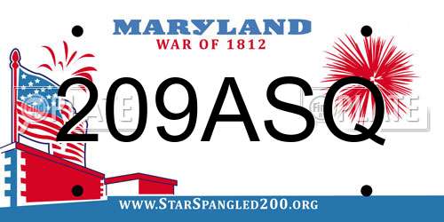 209ASQ Maryland License Plate
