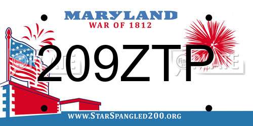 209ZTP Maryland License Plate