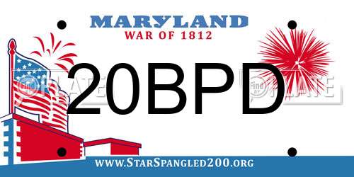 20BPD Maryland License Plate