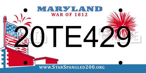 20TE429 Maryland License Plate