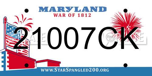 21007CK Maryland License Plate