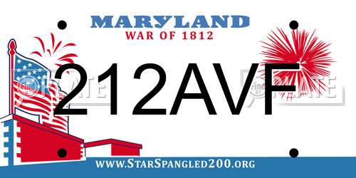 212AVF Maryland License Plate