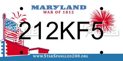 212KF5 Maryland License Plate