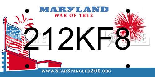 212KF8 Maryland License Plate