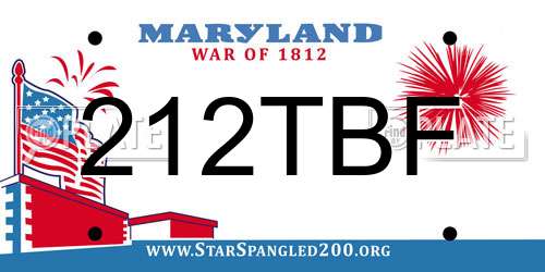 212TBF Maryland License Plate