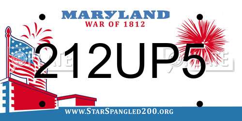 212UP5 Maryland License Plate