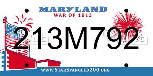 213M792 Maryland License Plate