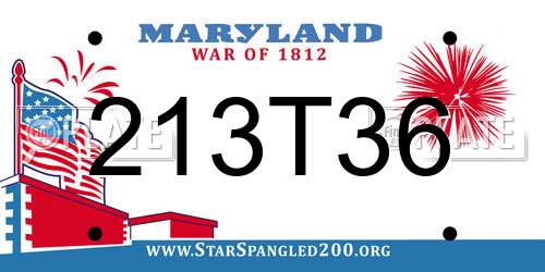 213T36 Maryland License Plate