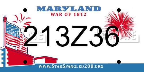 213Z36 Maryland License Plate