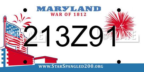 213Z91 Maryland License Plate