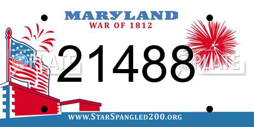 21488 Maryland License Plate