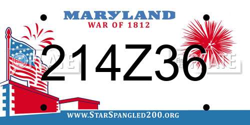 214Z36 Maryland License Plate