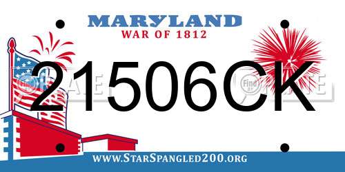21506CK Maryland License Plate