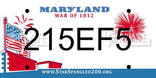 215EF5 Maryland License Plate