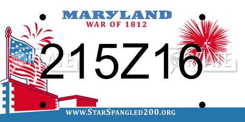 215Z16 Maryland License Plate