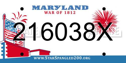 216038X Maryland License Plate