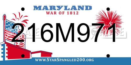 216M971 Maryland License Plate