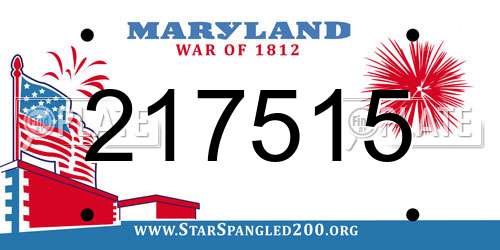 217515 Maryland License Plate