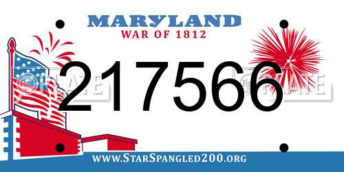 217566 Maryland License Plate