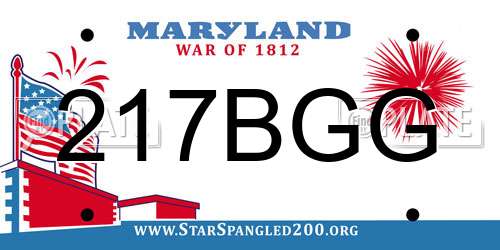 217BGG Maryland License Plate