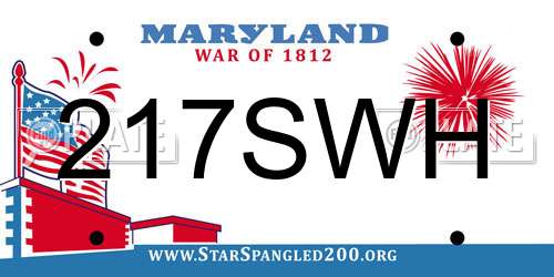 217SWH Maryland License Plate