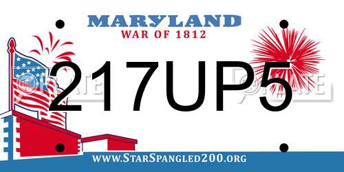 217UP5 Maryland License Plate
